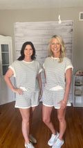 Black and cream stripped set
