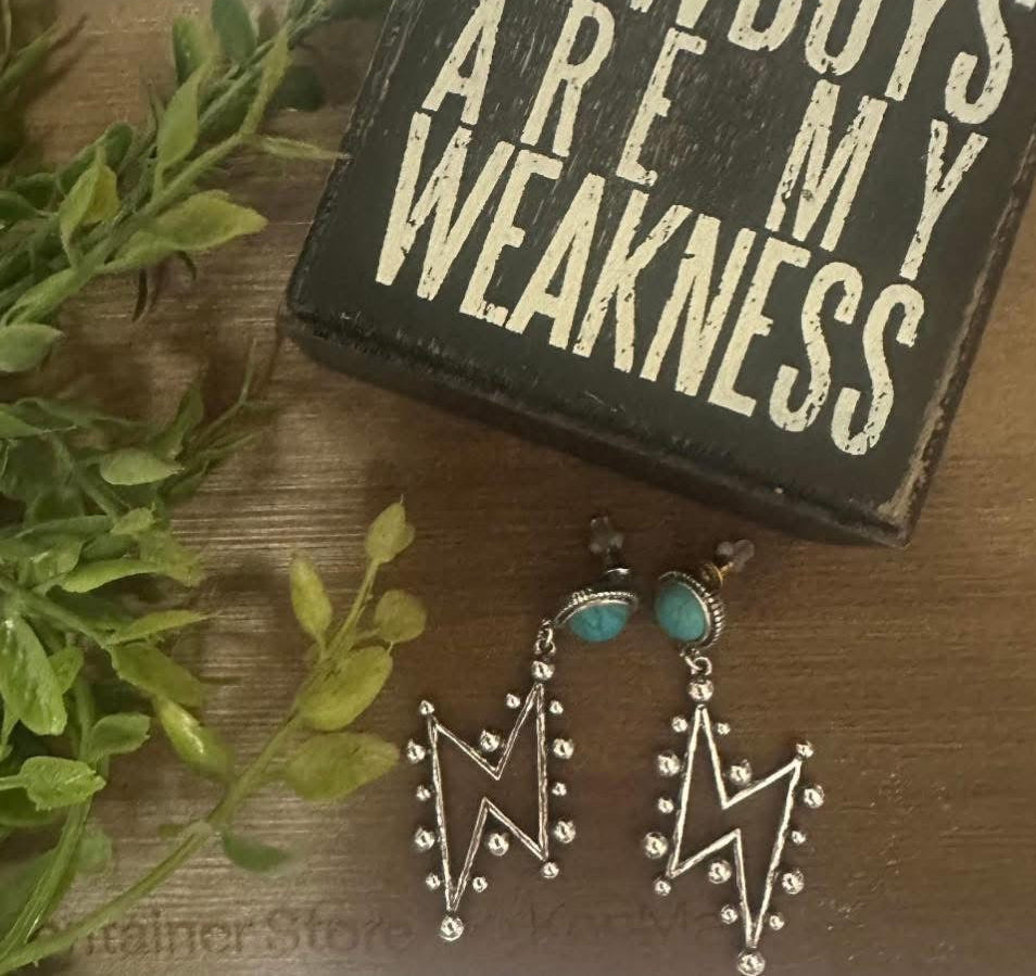 Silver Lightening Bolt Earrings