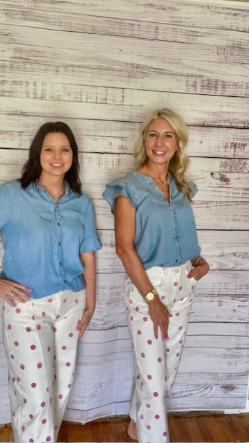 Polka Dot Barrel Jeans Pink